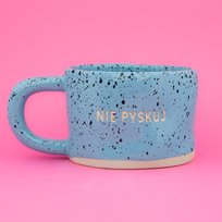 Kubek ceramiczny Nie pyskuj - Niebieski-Cętki (Klasyk)