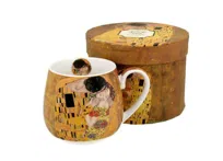 Kubek do kawy i herbaty porcelanowy, baryłka DUO The Kiss Gustav Klimt 430 ml