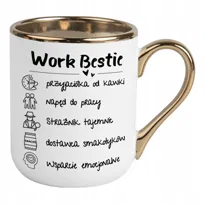 Kubek elegant złoty dla przyjaciółki work bestie do pracy prezent premium