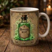 Kubek Monster Mint Magiczny Eliksir Fantasy Halloween alchemia gotyk vintag