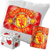 Kubek Poduszka Manchester United 330ml 40x40cm i Opakowanie Na Prezent i Imię