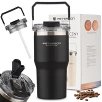 Kubek termiczny na kawę herbatę 600ml Peterson szczelny podróżny uchwyt czarny