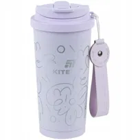 KUBEK TERMICZNY ZE SŁOMKĄ DUŻY 550ml Z UCHWYTEM FIOLETOWY KITE