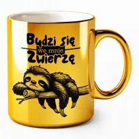 Kubek złoty leniwiec budzi się we mnie zwierzę leń obibok nierób leniuch