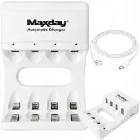 ŁADOWARKA DO AKUMULATORKÓW AA AAA USB-C LED 4 SLOTY SZYBKIE ŁADOWANIE