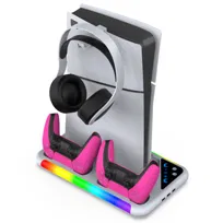 Ładowarka do padów PS5 Podwójna Stacja Ładująca Dokująca Chłodząca LED RGB