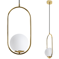 LAMPA WISZĄCA SUFITOWA ŻYRANDOL ZŁOTY RING GLAMOUR POJEDYNCZA SZKLANA KULA