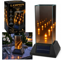 LAMPION SOLARNY 3D LED ZNICZ SZKLANY EFEKT NIESKOŃCZONOŚCI PREMIUM 27,5cm