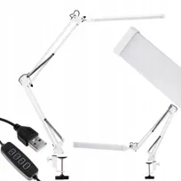 Lampka Biurkowa Kreślarska Stołowa LED 12W CCT USB Ściemnialna COSMI Biała z uchwytem Lumiled