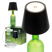 Lampka Biurkowa Stołowa Nocna Korek do Butelki Wina USB CCT 3 Barwy SALCO Czarna LUMILED