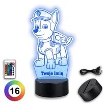 Lampka Chase Psi Patrol Nocna Dla Dzieci USB Prezent Imię LED 3D Czejs