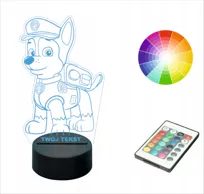 Lampka nocna 3D LED imię grawer PSI PATROL CHASE