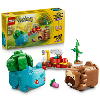 LEGO Pokémon™, klocki, SMART Play™: Bulbasaur i Bidoof z krzewem jagody, 72155