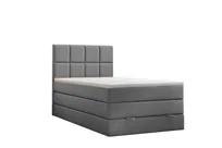 Łóżko Kontynentalne Velar Meble Olaf Premium 100x200 cm Szare, Materac Bonell + Pocket + Topper, Pojemnik na Pościel