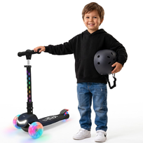 LUMI RIDE Hulajnoga trójkołowa balansowa składana regulowana Koła tęcza LED 7 kolorów 20 programów czarny Sun Baby