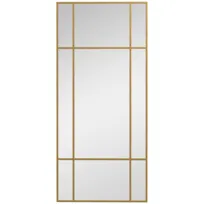 Lustro ścienne HOMCOM 110 x 50 cm Lustro dekoracyjne z metalową ramą, prostokątne lustro do sypialni, łazienka, złoto