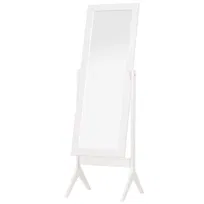 Lustro stojące HOMCOM, lustro do makijażu, pełnej długości, podniesione nóżki, łatwe w pielęgnacji, płyta MDF, białe, 47 x 46 x 148 cm