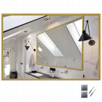 LUSTRO W ZŁOTEJ RAMIE ALUMINIOWEJ ELEGANCKIE BEZ PODŚWIETLENIA 120x80 cm