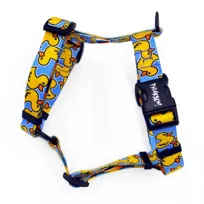 Małe Szelki dla Psa Guard Ducky Duck, dla mniejszych psów, taśma 2 cm, czarne okucia-S/M