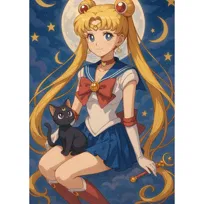 MALOWANIE PO NUMERACH Obrazy do malowania -Sailor Moon i Luna 40x50 cm