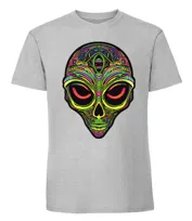 Męska koszulka z nadrukiem - Neon Alien Pastelowy szary L