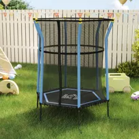 Mini trampolina dla dzieci z siatką bezpieczeństwa – niebieska