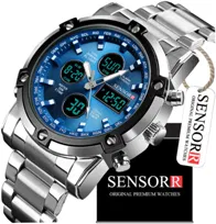 MODNY ZEGAREK MĘSKI NA BRANSOLECIE NOWY MODEL SENSORR LED Stal 304