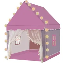 Namiot Domek dla Dzieci, Lampki LED, Róż, KRUZZEL
