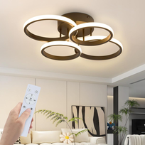 NETTLIFE Lampa sufitowa LED 4 pierścienie ściemnialna czarna 48 W LED do salonu, zastosowanie: sypialnia, kuchnia, korytarz i biuro