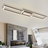 NETTLIFE Lampa sufitowa LED czarna nowoczesne geometryczne oświetlenie sufitowe z możliwością ściemniania za pomocą pilota, zastosowanie: salon