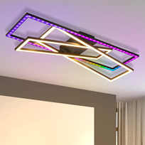 NETTLIFE Lampa sufitowa LED do salonu, czarna, prostokątna, ściemnialna, nowoczesny design, zastosowanie: sypialnia, kuchnia, korytarz i biuro