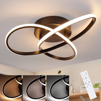 NETTLIFE Lampa sufitowa LED ściemnialna 33 W Czarna lampa z pilotem Nowoczesna lampa do sypialni 40 cm do salonu, przedpokoju, gabinetu