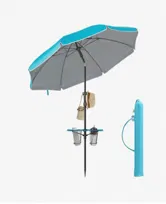Niebieski parasol plażowy SONGMICS (Ø 200 cm) z ochroną UV UPF 50+