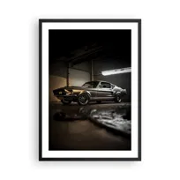 Obraz - Plakat - Powrót do przeszłości - 50x70cm - Samochód Sportowy Retro Klasyk - Nowoczesny modny obraz Plakat czarna rama ARTTOR