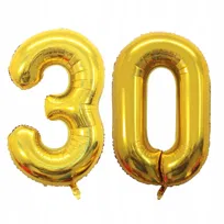 OGROMNY BALON CYFRA TRZYDZIESTKA 30 ZŁOTA ZŁOTY BALONY URODZINY 100CM XXL