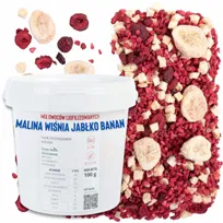 Owoce Liofilizowane Zestaw Mix Malina Wiśnia Jabłko Banan 100 G Wiaderko