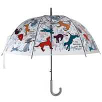 Parasolka transparentna It’s Raining Cats and Dogs kolorowa lekka odporna na wiatr średnica 86,5 cm Esschert Design