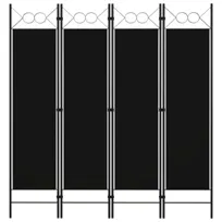 Parawan 4-panelowy, czarny, 160 x 180 cm
