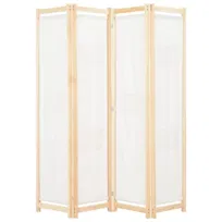 Parawan 4-panelowy, kremowy, 160x170x4 cm, tkanina