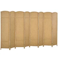 Parawan składany HOMCOM 8-częściowy 320 x 170 cm, ścianka działowa z drewna sosnowego, parawan zapewniający prywatność, do salonu, naturalny