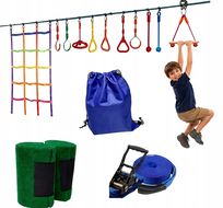 PARK LINOWY PRZENOŚNY 15M TOR PRZESZKÓD NINJA DLA DZIECI OGRODOWY SLACKLINE