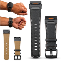 Pasek do Zegarka Smartwatcha Garmin QuickFit Skóra Naturalna Czarny 26 mm
