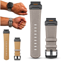 Pasek do Zegarka Smartwatcha Garmin QuickFit Skóra Naturalna Szary 22 mm