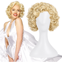 PERUKA DAMSKA Marilyn Monroe BLOND WŁOSY KRĘCONE COSPLAY PRZEBRANIE W56