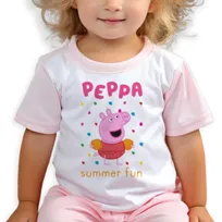 PIŻAMA RÓŻOWA Dziecięca Do Szkoły Prezent Świnka PEPPA SUMMER TIME Wz - 98