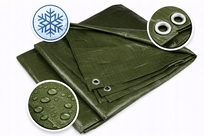 Plandeka okryciowa 3 × 3 m zielona mrozoodporna wodoodporna z oczkami UV