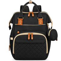 Plecak dla mamy torba do wózka mommy bag PETERSON pojemny wodoodporny port USB czarny