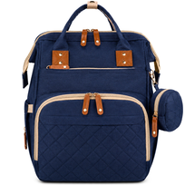 Plecak dla mamy torba do wózka mommy bag PETERSON pojemny wodoodporny port USB granatowy