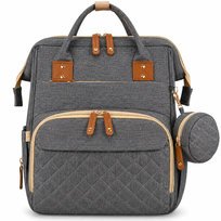 Plecak dla mamy torba do wózka mommy bag PETERSON pojemny wodoodporny port USB szary