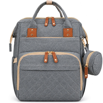 Plecak dla mamy torba do wózka mommy bag PETERSON pojemny wodoodporny port USB szary